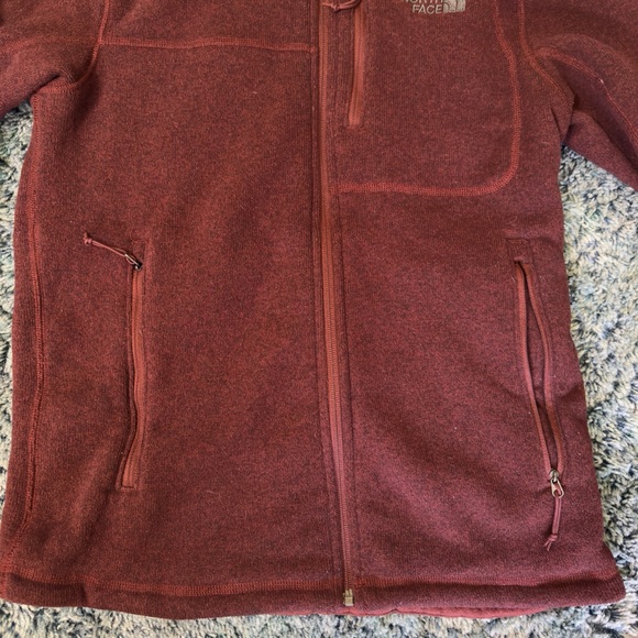 North Face Rare Burgundy Medium Fleece Zip Hoodie Jacket - Picture 3 of 6
